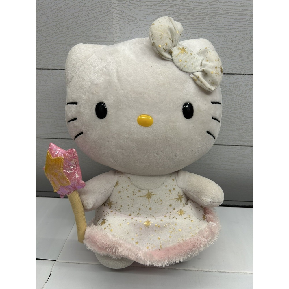 TY LARGE 12 inch Hello Kitty Gold Star Dress w/ Star Fairy Wand‎